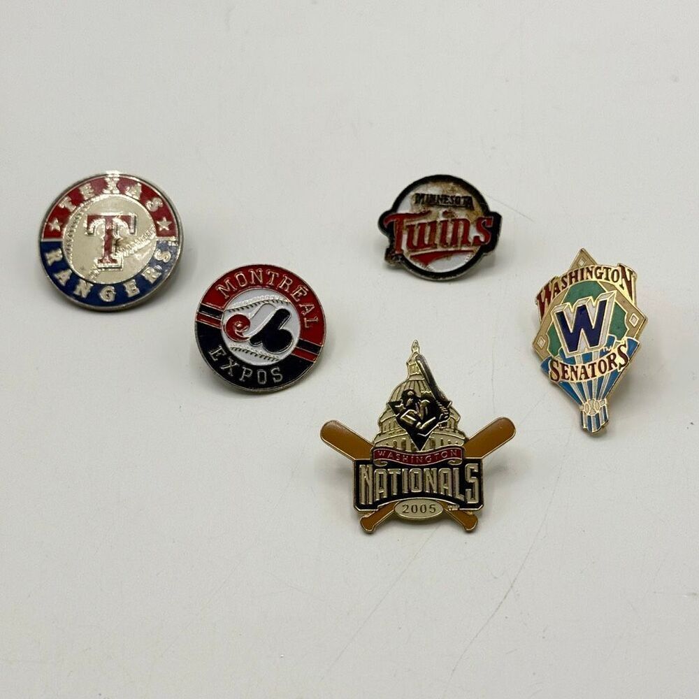 Lot of 5 Vintage MLB Collector Pins - Washington Nationals, Minnesota Twins, Was
